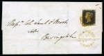 Stamp of Great Britain » Coloured Maltese Cross Cancellations 1840 1d Black pl.4 LB tied to 1840 (Aug 24) wrapper from Newport, Isle of Wight, by neat BISTRE-BROWN Maltese Cross