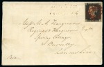 Stamp of Great Britain » 1840 1d Black and 1d Red plates 1a to 11 1840 1d Black pl.2 DJ, tied to 1841 (Feb) wrapper from Wrentham (Suffolk) to Burnley by deep red-brown Maltese Cross