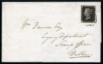 Stamp of Great Britain » 1840 1d Black and 1d Red plates 1a to 11 1840 1d Black pl.10 GH tied to 1841 (Feb 24) wrapper from London to Dublin by neat black Maltese Cross