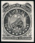 Stamp of Bolivia 1868-69 Coat of Arms "Nine Stars" and "Eleven Stars" plate proofs