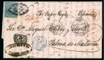 Stamp of Puerto Rico 1857 1/2r blue from Cuba, on cover with "PAID AT/SAN JUAN PORTO RICO" crown circle