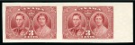 Stamp of Canada Canada 1937 Coronation 3c carmine IMPERFORATE horizontal proof pair 