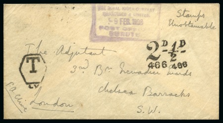 Stamp of Nigerias » Niger Coast Protectorate Niger Comp Territory 1898 (9 FEB) stampless cover to Chelsea Barracks London