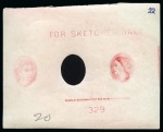 Stamp of British Empire General Collections and Lots » British Empire Essays QEII Bradbury Wilkinson Die proof on gummed paper showing three different portraits of the Queen in red 