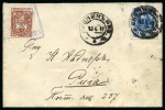 Stamp of Russia » Zemstvos Skopin: 1913 Envelope to Riga franked with Romanov 10k blue in combination with Zemstvo 5k brown-red