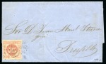 Stamp of Peru 1858 1p red on letter from Lima to trujillo