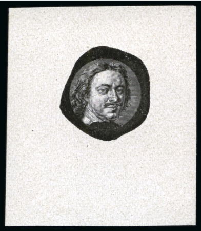 Stamp of Russia » The "Nikolai" Collection of Romanov Essays and Proofs 1913 Romanov Tercentenary 1k black, vignette only die proof on chalk surfaced paper