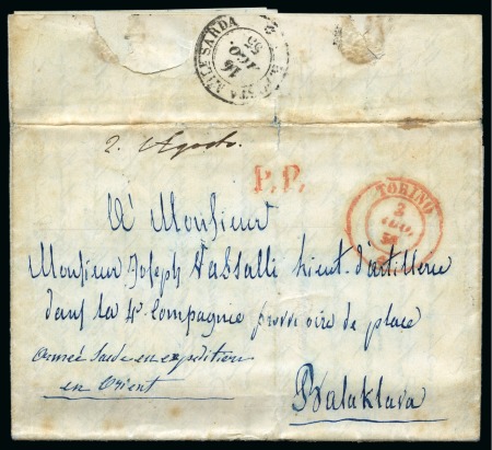 Stamp of Russia » Russia Imperial Pre-Stamp Postal History Sardinian Expeditionary Corps. Incoming mail on the day of the Battle of Chernaya