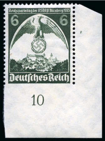 Stamp of Germany » German Empire 1935 6pf green from the lower right corner of the sheet, imperforate at base