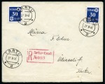 Stamp of Russia » German Occupation of Estonia  Local registered envelope with 30k, incl. one example hor. imperf.