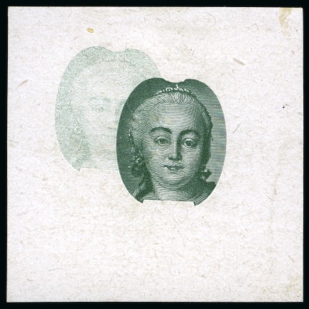 Stamp of Russia » The "Nikolai" Collection of Romanov Essays and Proofs 1913 Romanov Tercentenary 50k vignette only die proof in green showing double print