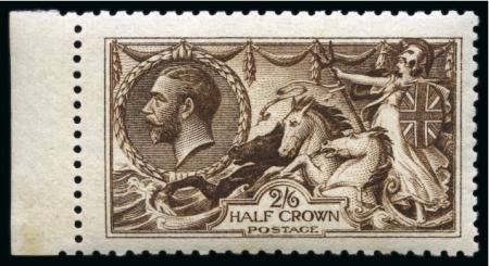 Stamp of Great Britain » King George V » 1913-19 Seahorse Issues 1915 De La Rue 2/6d. Very deep brown marginal example from the left of the sheet,