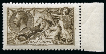 Stamp of Great Britain » King George V » 1913-19 Seahorse Issues 1915 De La Rue 2/6d. Blackish-brown marginal example from the right of the sheet, 