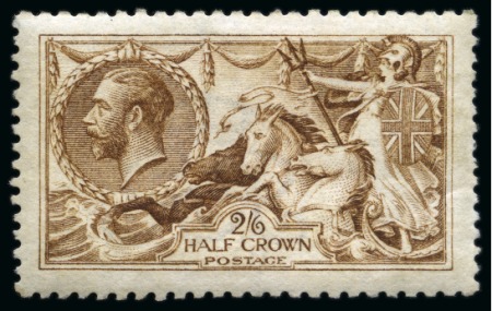 Stamp of Great Britain » King George V » 1913-19 Seahorse Issues 1915 De La Rue 2s6d bright yellow brown mint nh