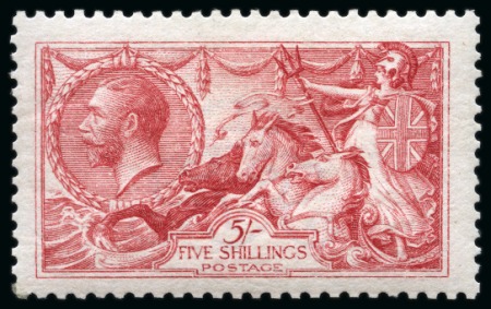 Stamp of Great Britain » King George V » 1913-19 Seahorse Issues 1913 Waterlow 5s pale carmine mint nh