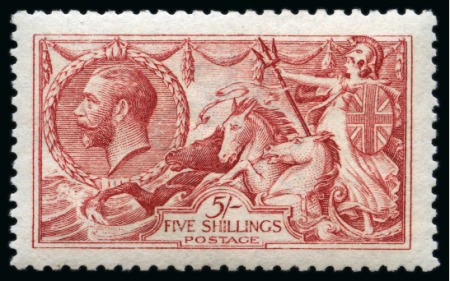 Stamp of Great Britain » King George V » 1913-19 Seahorse Issues 1915 De La Rue 5s carmine mint nh
