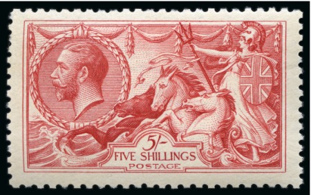 Stamp of Great Britain » King George V » 1913-19 Seahorse Issues 1918-19 Bradbury Wilkinson 5s rose carmine mint nh