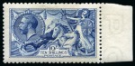 Stamp of Great Britain » King George V » 1913-19 Seahorse Issues 1915 De La Rue 10s deep intense bright blue mint nh from the right of the sheet
