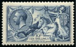 Stamp of Great Britain » King George V » 1913-19 Seahorse Issues 1918-19 Bradbury Wilkinson 10/- steel blue, centred to lower left, superb unmounted mint. 