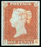 Stamp of Great Britain » 1841 1d Red 1841 1d Orange-Brown pl.74 TH mint with large balanced margins all round
