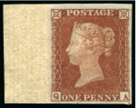 Stamp of Great Britain » 1841 1d Red 1841 1d Red pl.129 QA mint nh marginal example from the left of the sheet