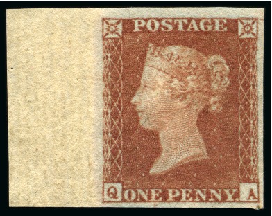 Stamp of Great Britain » 1841 1d Red 1841 1d Red pl.129 QA mint nh marginal example from the left of the sheet