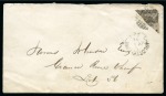 Stamp of Canada » Prince Edward Island 1871 (May 1) cover from Charlottetown to Grand River Wharf lot 56, franked at the 2d internal rate by 1862-69 4d. black perf 11.5-12 "DIAGONAL BISECT"
