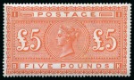Stamp of Great Britain » 1855-1900 Surface Printed » 1867-83 High Values 1867-83 £5 Orange BK mint nh, a well centred and beautifully fresh