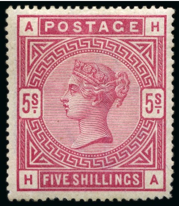 Stamp of Great Britain » 1855-1900 Surface Printed » 1883-84 & 1888 High Values 1883-84 5s Rose mint nh,