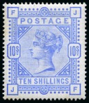 Stamp of Great Britain » 1855-1900 Surface Printed » 1883-84 & 1888 High Values 1883-84 10s Pale ultramarine mint (possibly unmounted)