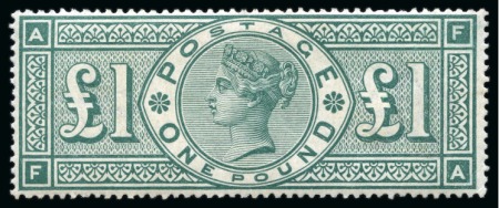 Stamp of Great Britain » 1855-1900 Surface Printed » 1887-1900 Jubilee Issue & 1891 £1 Green 1891 £1 Green mint nh, well centred and very fresh colour