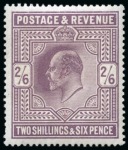 Stamp of Great Britain » King Edward VII » 1902-10 De La Rue Issues 1902-10 De La Rue 2s6d pale dull purple on chalk surfaced paper, mint nh