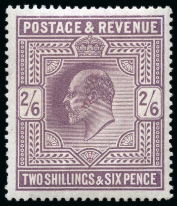 Stamp of Great Britain » King Edward VII » 1902-10 De La Rue Issues 1902-10 De La Rue 2s6d pale dull purple on chalk surfaced paper, mint nh