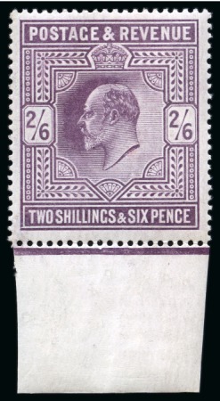 Stamp of Great Britain » King Edward VII » 1902-10 De La Rue Issues 1902-10 De La Rue 2s6d slate purple on chalk surfaced paper from the foot of the sheet, mint nh