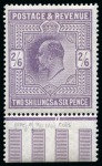 Stamp of Great Britain » King Edward VII » 1911-13 Somerset House Issues 1911-13 Somerset house 2/6d.pale Dull reddish-purple, marginal example from the foot of the sheet showing date cut, 