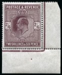 Stamp of Great Britain » King Edward VII » 1911-13 Somerset House Issues 1911-13 Somerset house 2/6d. Dark purple, from the lower right corner of the sheet, fresh unmounted mint (mounted in the margin);