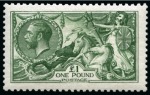 Stamp of Great Britain » King George V » 1913-19 Seahorse Issues 1913 Waterlow £1 Green, unmounted mint, centred slightly left, 