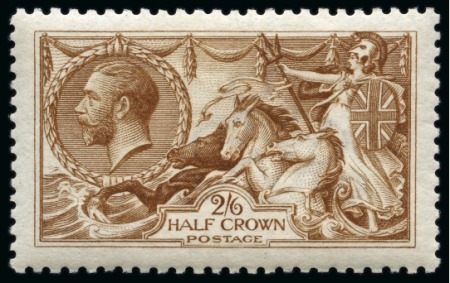 Stamp of Great Britain » King George V » 1913-19 Seahorse Issues 1915 De La Rue 2/6d. Yellow-brown, well centred fresh unmounted mint.