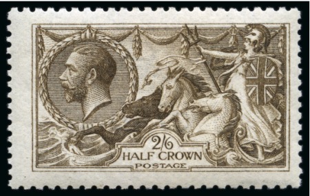 Stamp of Great Britain » King George V » 1913-19 Seahorse Issues 1915 De La Rue 2/6d. Grey-brown; centred slightly right; fine unmounted mint.
