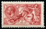 Stamp of Great Britain » King George V » 1913-19 Seahorse Issues 1915 De La Rue 5/- Bright Carmine; superb fresh unmounted mint.