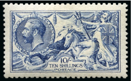 Stamp of Great Britain » King George V » 1913-19 Seahorse Issues 1915 De La Rue1/- Deep blue (worn plate); fine unmounted mint