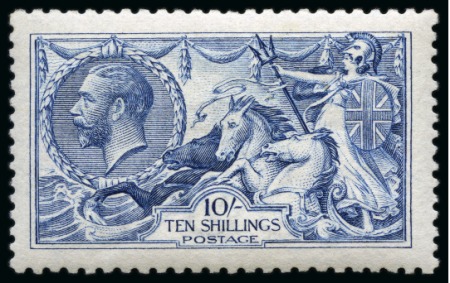 Stamp of Great Britain » King George V » 1913-19 Seahorse Issues 1915 De La Rue 10/- Pale Blue, well centred, unmounted mint;