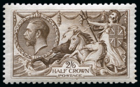 Stamp of Great Britain » King George V » 1913-19 Seahorse Issues 1918 Bradbury Wilkinson 2/6d. Olive-brown, fine unmounted mint 