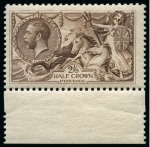 Stamp of Great Britain » King George V » 1913-19 Seahorse Issues 1918 Bradbury Wilkinson 2/6d. Reddish Brown, a marginal example from the foot of the sheet
