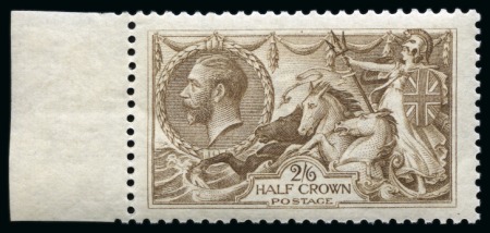 Stamp of Great Britain » King George V » 1913-19 Seahorse Issues 1918 Bradbury Wilkinson 2/6d. Pale Brown, a superb marginal example, unmounted mint 