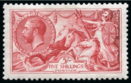 Stamp of Great Britain » King George V » 1913-19 Seahorse Issues 1918 Bradbury Wilkinson 5s rose-red mint nh