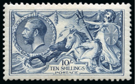 Stamp of Great Britain » King George V » 1913-19 Seahorse Issues 1918 Bradbury Wilkinson 10s dull blue mint nh