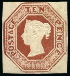 Stamp of Great Britain » 1847-54 Embossed 1847-53 Embossed 10d brown, die 2, clear margins all round, lightly mounted mint