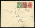 Stamp of Falkland Islands 1915 (Jul 21) 1d Postal stationery envelope uprated with KEVII 1904-12 1/2d and KGV 1912-20 1d