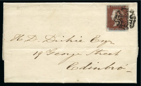 Stamp of Great Britain » Distinctive Maltese Cross Cancellations 1841 1d Red pl.22 OB tied to 1842 (Sep 2) entire by distinctive "large diamond" Leeds Maltese Cross